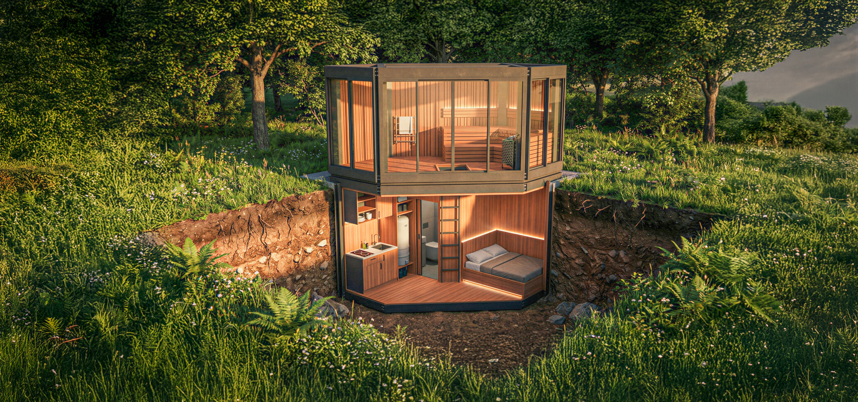 Module with safe room below